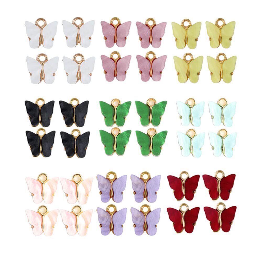3936 36pcs Trendy Acrylic Butterfly Cute Charms for Jewelry Making DIY